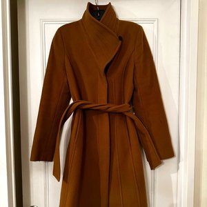 Aritzia Camel Connor Coat with Funnel Neck, Size S.